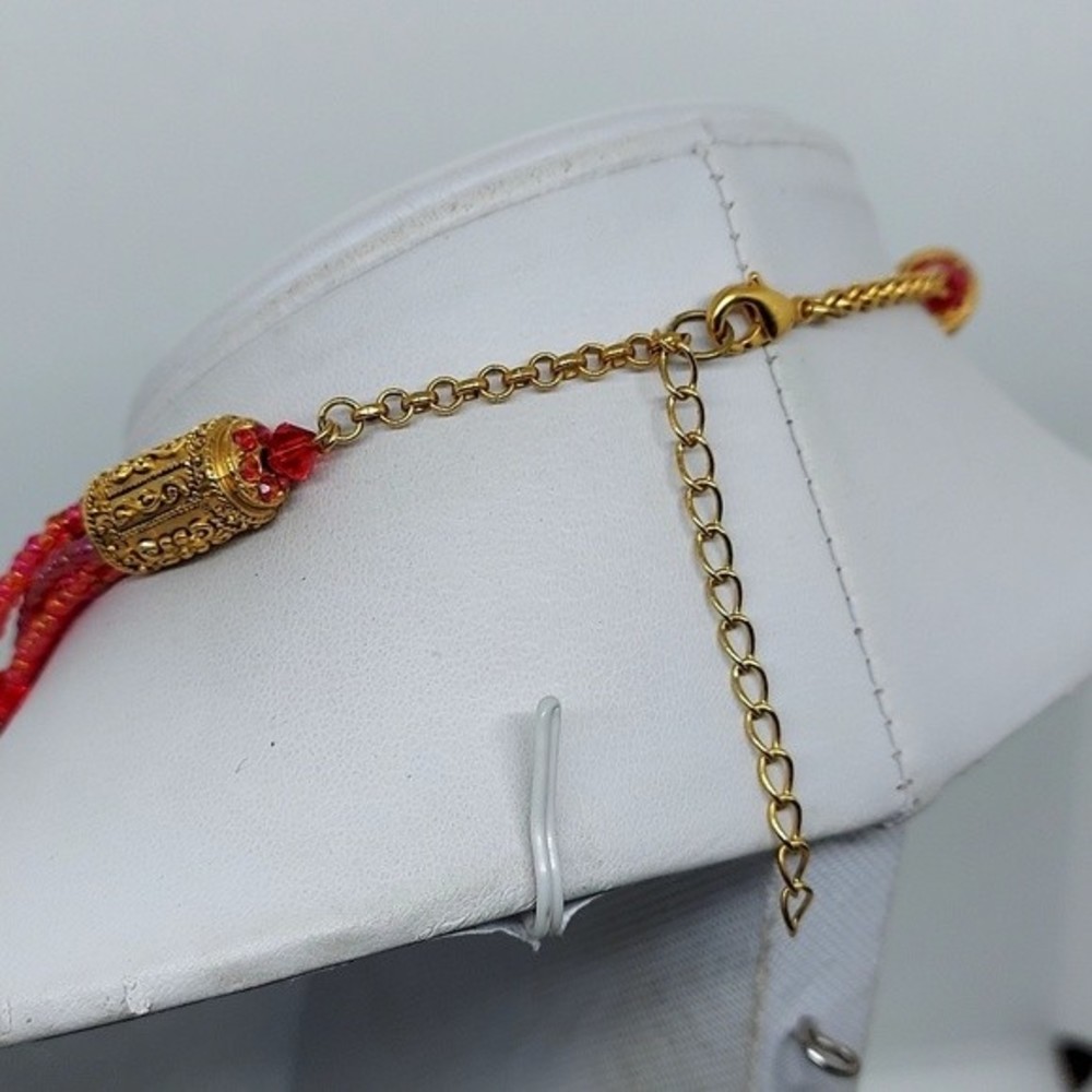 Red Rhinestone beaded necklace India Style‎ - Picture 3 of 3